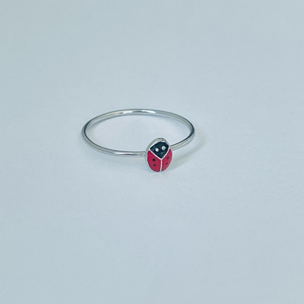 Sterling Silver Tiny Ladybug Ring, Silver Rings, … - image 5